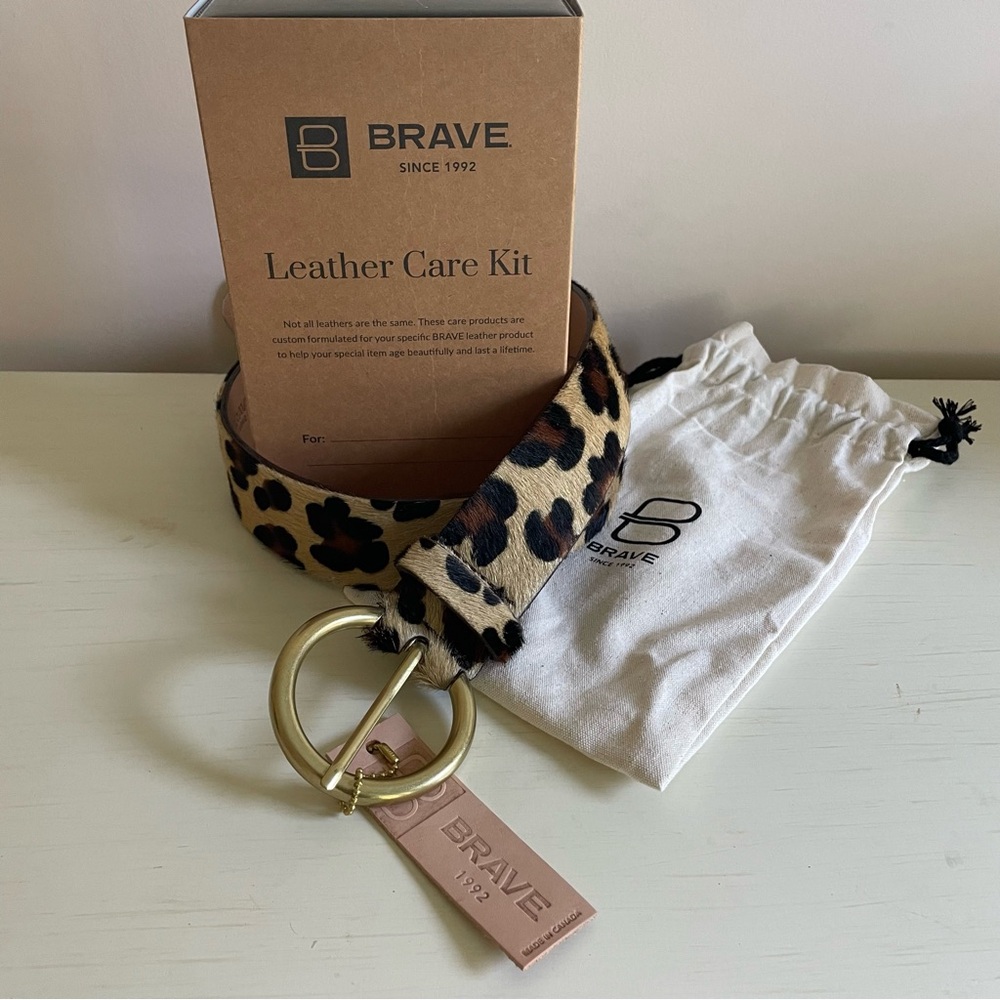 BRAVE Leather Leopard Belt & Leather Care Kit